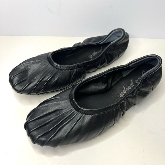 Free People Clara Gathered Almond Toe Ballet Flat in Black Size 7.5 New in box - Picture 5 of 11